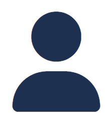 Silhouette of a blue person on a white backdrop.